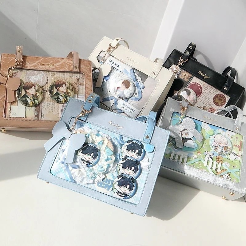 クリーム春桜痛包日常透明百合国手提げシングル肩斜め包古少女小食量