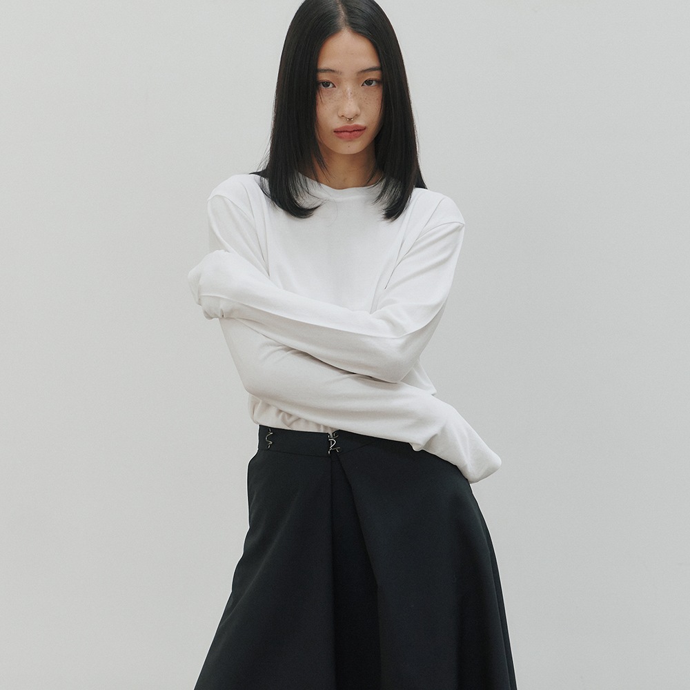 【NOIER 】 SILK BLENDED LONG-SLEEVE : WHITE