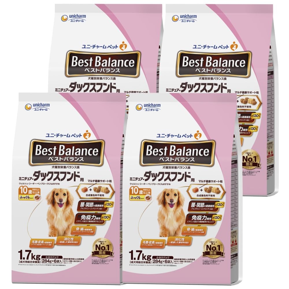 全国送料無料 ベストバランス ドッグフード ソフト ふっくら仕立て ミニチュア・ダックスフンド用 シニア 10歳以上用 6.8ｋｇ(1.7kg×4) 国産 ユニチャーム[ケース品]