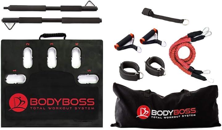 2.0 自宅 トレーニング 筋トレ ポータブルフィットネスジム ボディボス2.0(レッド, BODYBOSS 2.0)