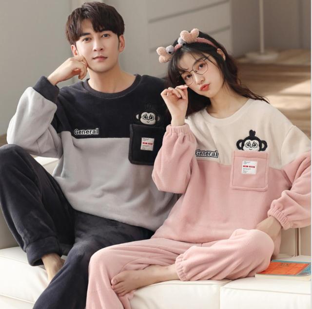 ペアルックパジャマ もこもこ ルームウェア 男女セット ペアルック 秋冬 長袖 部屋着 レディース メンズ 寝間着 モコモコ カップル お揃い 結婚祝い 高品質