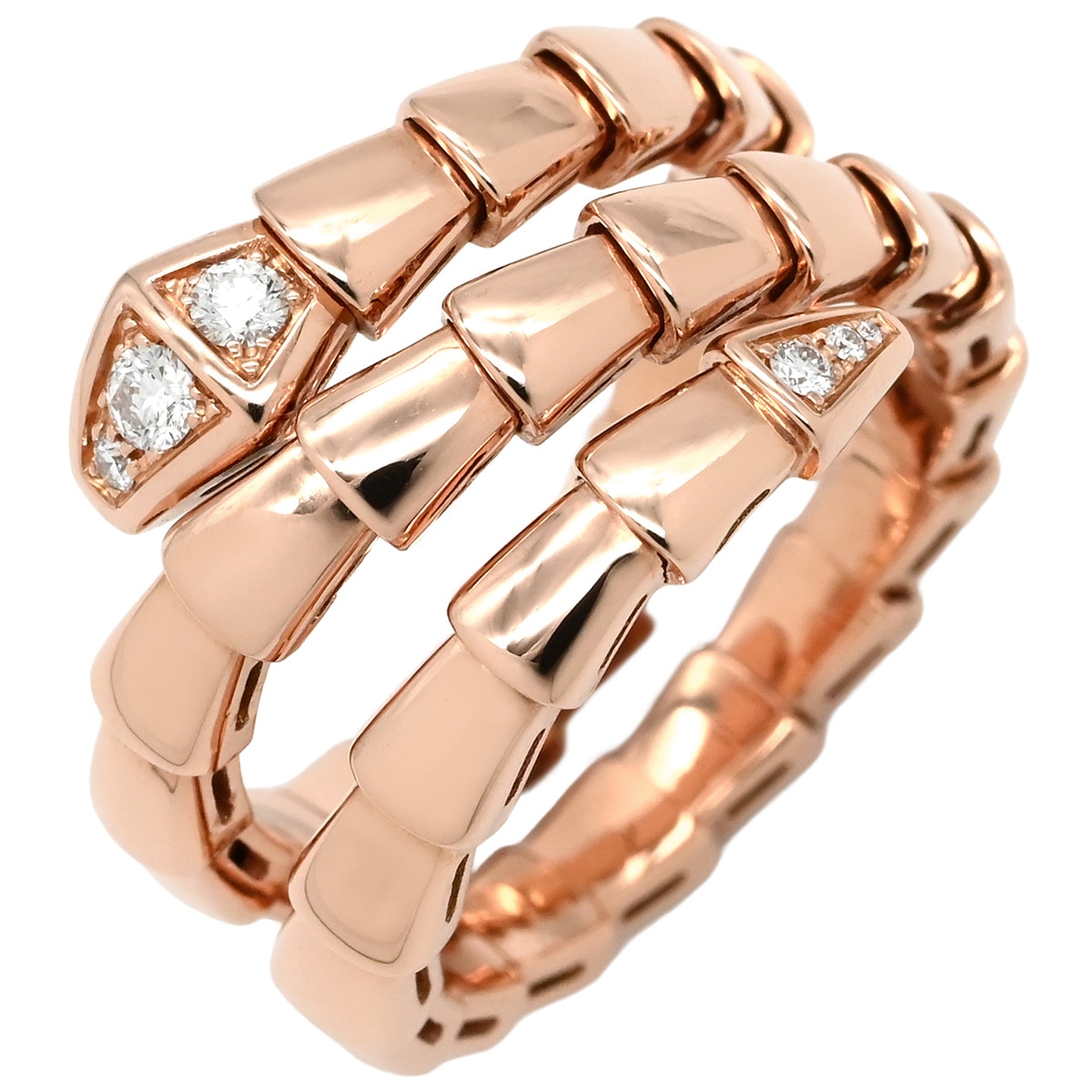 ブルガリ リング 指輪 セルペンティ ヴァイパー ダブルコイル ピンクゴールド L ダイヤモンド 18K 750 PG 15号 357868【中古】