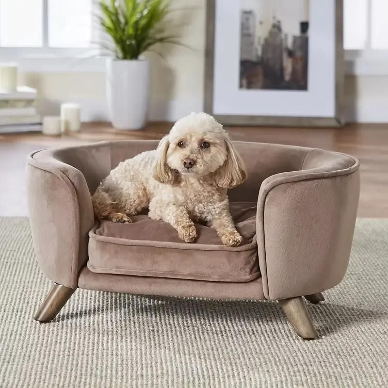 ペットベッド ペットソファ ペット用チェア 脚付き 犬 猫 超小型犬 小型犬 クッション付き ポケット付き インテリア ベルベット生地 おしゃれ かわいい ピンク ブルー ワインレッド ベージュブラウ