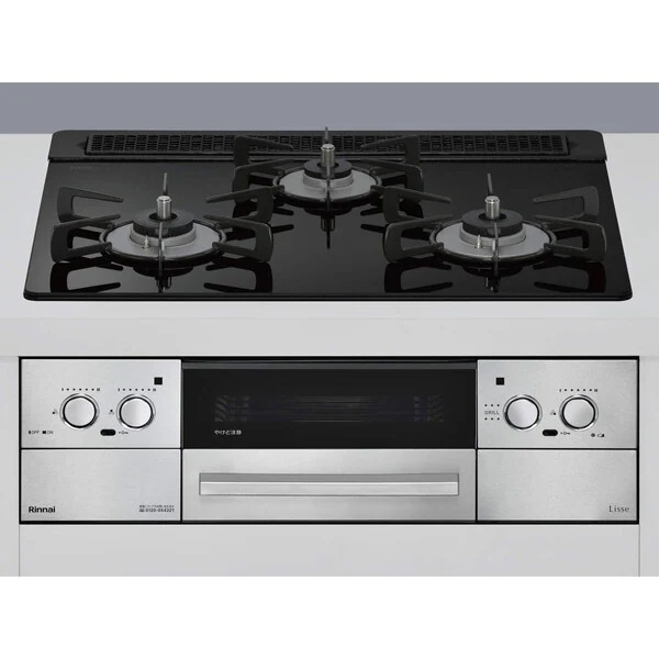 ビルトインガスコンロ 都市ガス用 3口 左右強火力タイプ 幅60cm RHS31W42J1RSTW-13A ナイトブラック Lisse（リッセ）