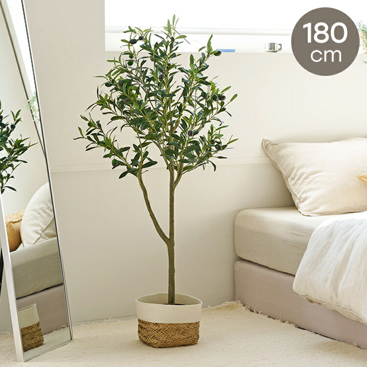 roommhome オリーブの木 180cm フェイクグリーン 人工観葉植物 造花 観葉樹 室内 観葉植物 オリーブ グリーン ルームアンドホーム(代引不可)