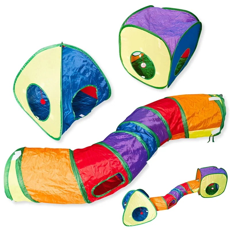 子猫のペットトレーニング用の折りたたみ式おもちゃトンネルチューブ インタラクティブな楽しいおもちゃ 子犬 子猫 ウサギ プレイチューブ