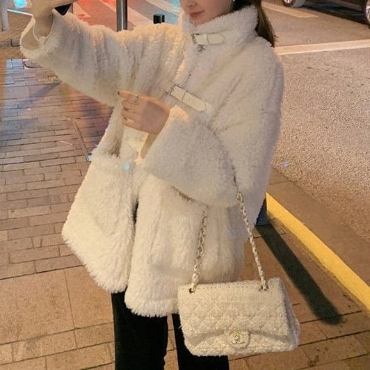 ボアブルゾン レディース ジャケット ライダース風 ムスタンジャケット フェイクレザー フリースジャケット ポケット バイカラー アウター フェイクファー もこもこ ミディアム丈 lout0136 6,233円