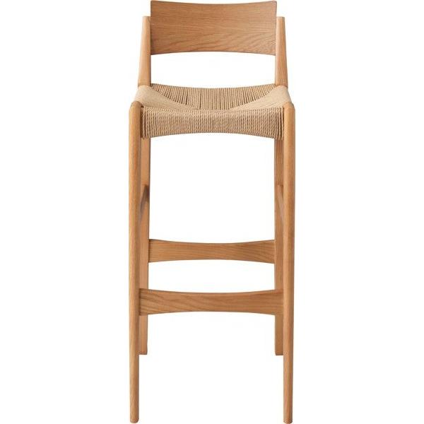 カウンターチェア おしゃれ 背もたれ バーチェア 完成品 足置き フットレスト ハイチェア 木製 天然木 無垢 新生活 1脚 ブラウン ID012