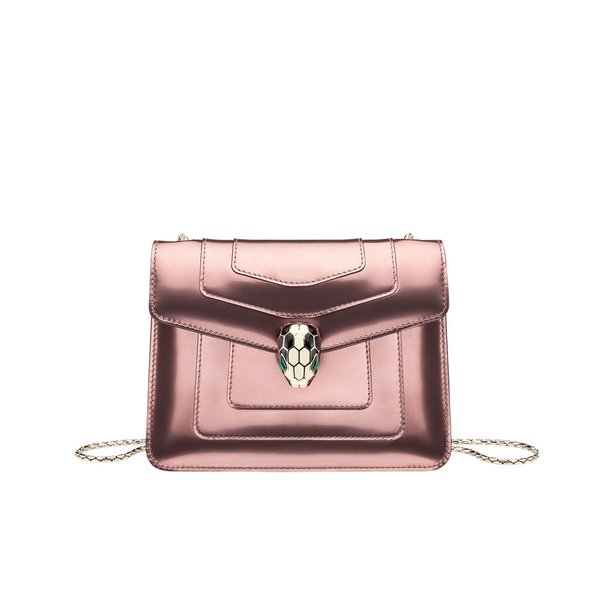 ブルガリ BVLGARI バッグ バック ショルダーバッグ ローズクォーツ ピンク ゴールド メタリック カーフレザー スネークヘッド チェーン