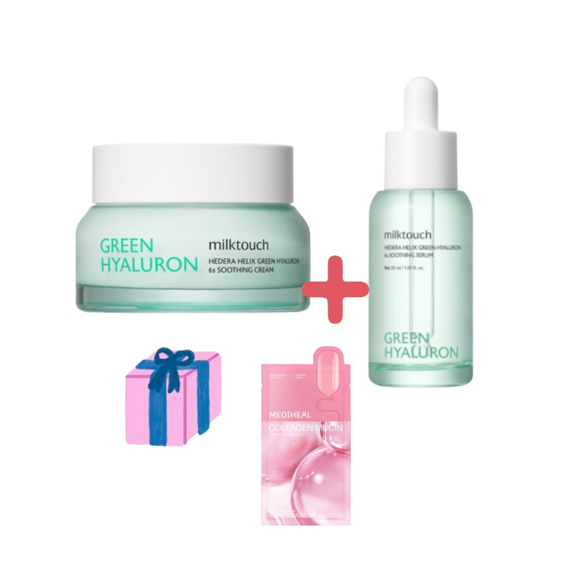 【公式/韓国正品】[高保湿弾力]西洋ツタ 6秒うるおい鎮静クリーム 50ml+西洋ツタ グリーンヒアルロン 6秒水分スージングセラム30ml