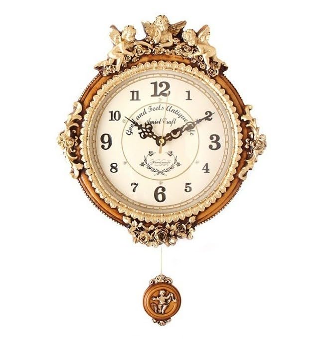 電波掛け時計 ゴールデンエンジェルラウンド振り子時計B 電波時計 壁掛け時計 おしゃれ 掛時計 北欧 インテリア