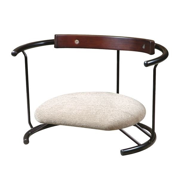 あぐら椅子/正座椅子 スウィング背もたれ付き モスホワイトブラック 幅60cm 耐荷重80kg 日本製 スチール 座ユー