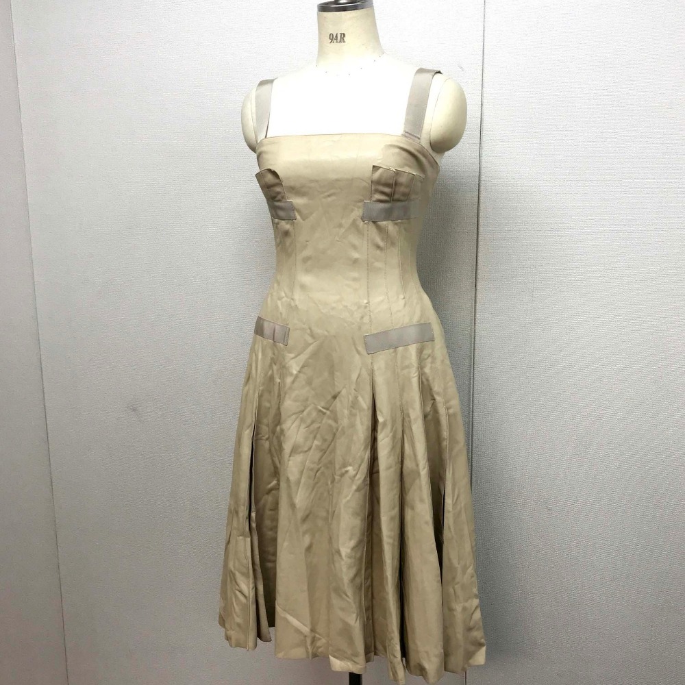 FOXEY NEW YORK COLLECTION フォクシー ニューヨーク コレクション ワンピース フェイクレザー キャミワンピース レザー ベージュ