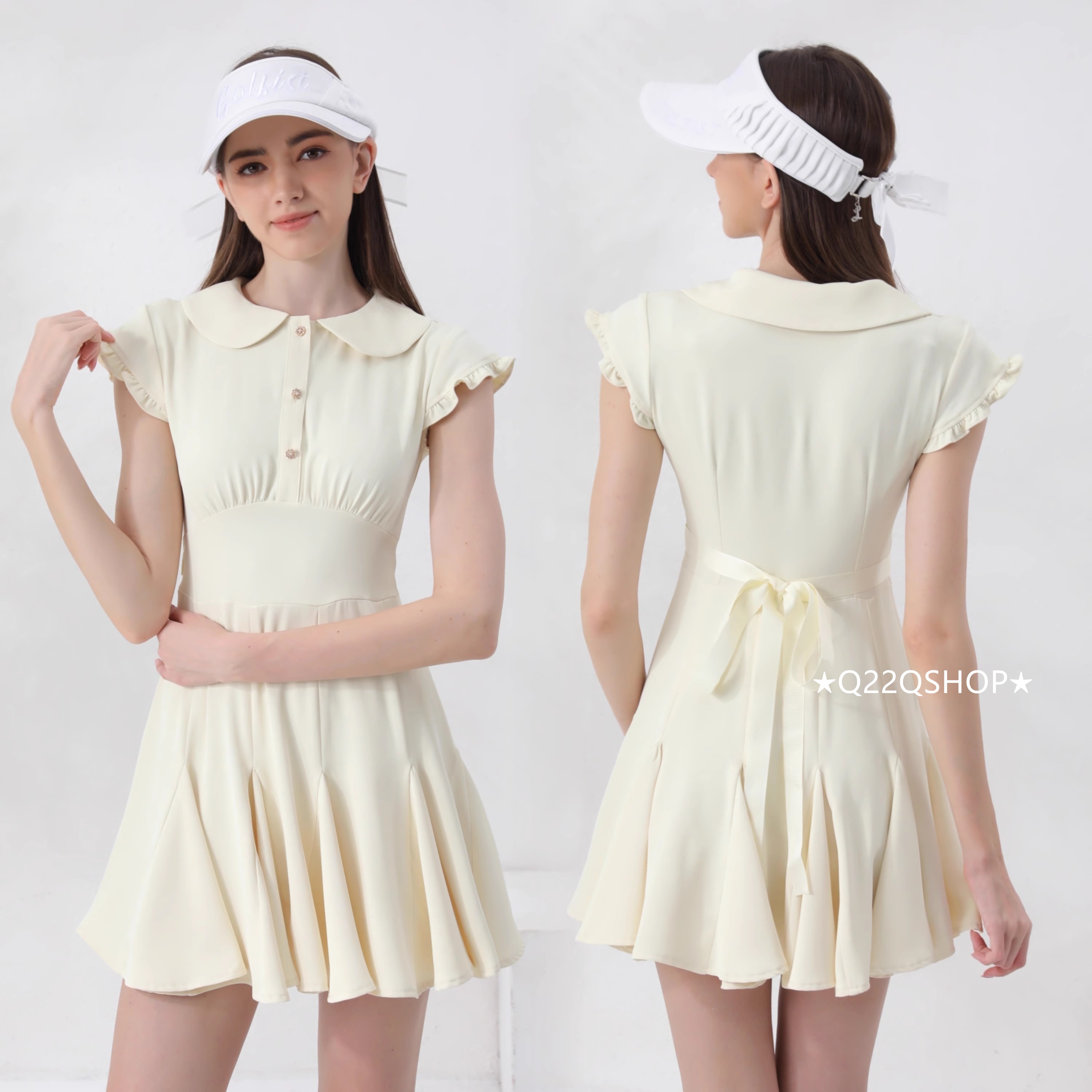 ゴルフウェア 2025 春夏 上下セット レディース 韓国風 ピンク 黄色 ワンピース 半袖 カジュアル シンプル スポーツウェア 女性 テニスウェア かわいい おしゃれ