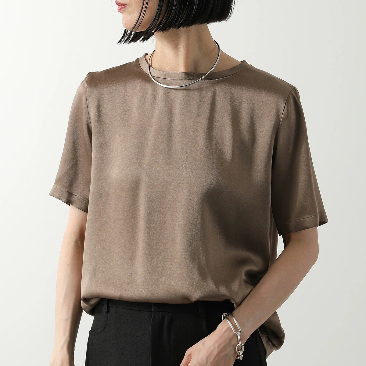 S MAX MARA エス マックスマーラ Tシャツ REBBY レビー レディース 半袖 カットソー サテン クルーネック 020