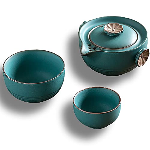 トラベル用茶器セット 2人用 超コンパクト収納 アウトドアで美味しいお茶を簡単に 旅行/お出かけ用 中国茶/日本茶/紅茶 ピクニック キャンプ 登山 茶壺 急須 茶杯2個 グッドデザイン 専用保護ケー