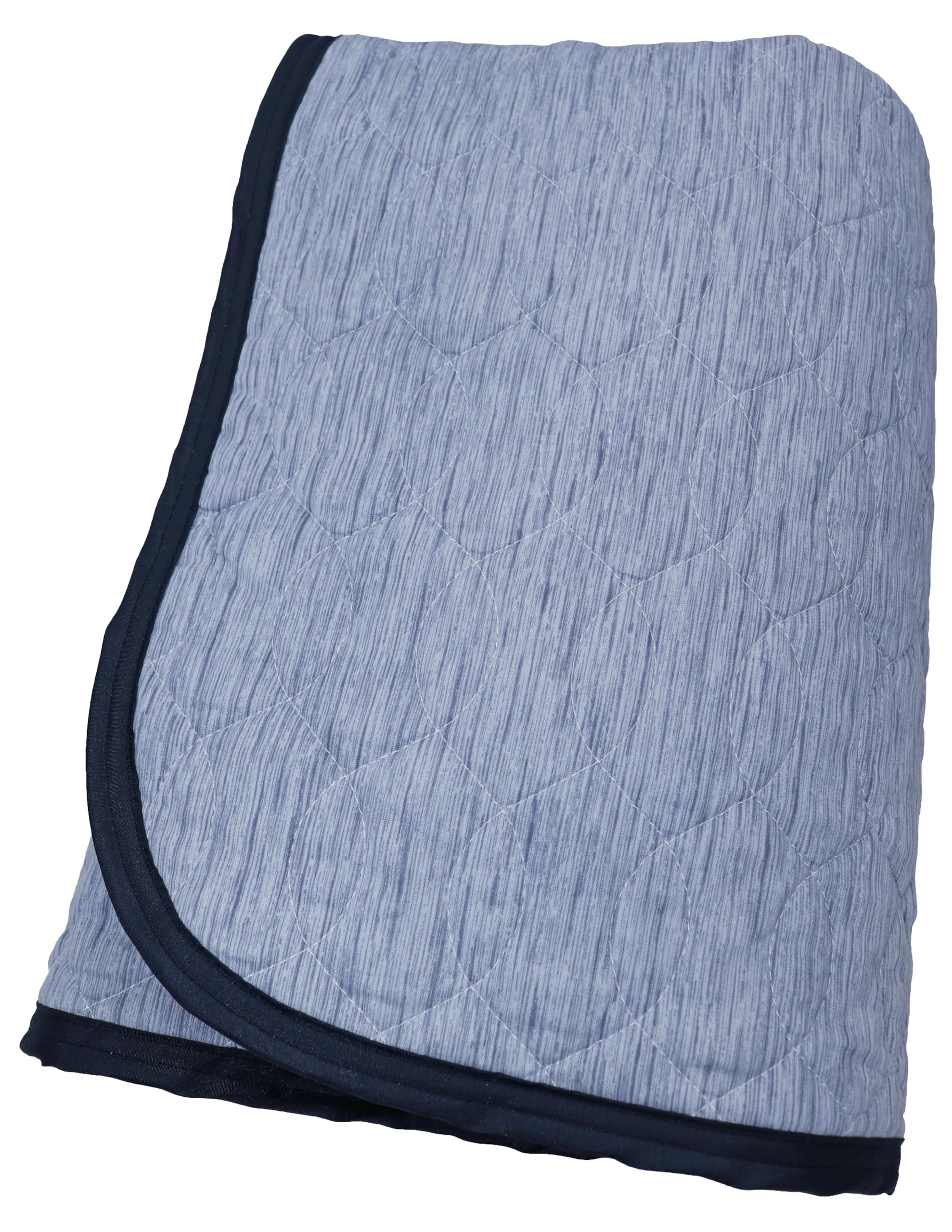 CAMEL PALMS 日本製 高島ちぢみ 敷パッド シングル 105cm×205cm 中わた綿100％ 無地 ブルー