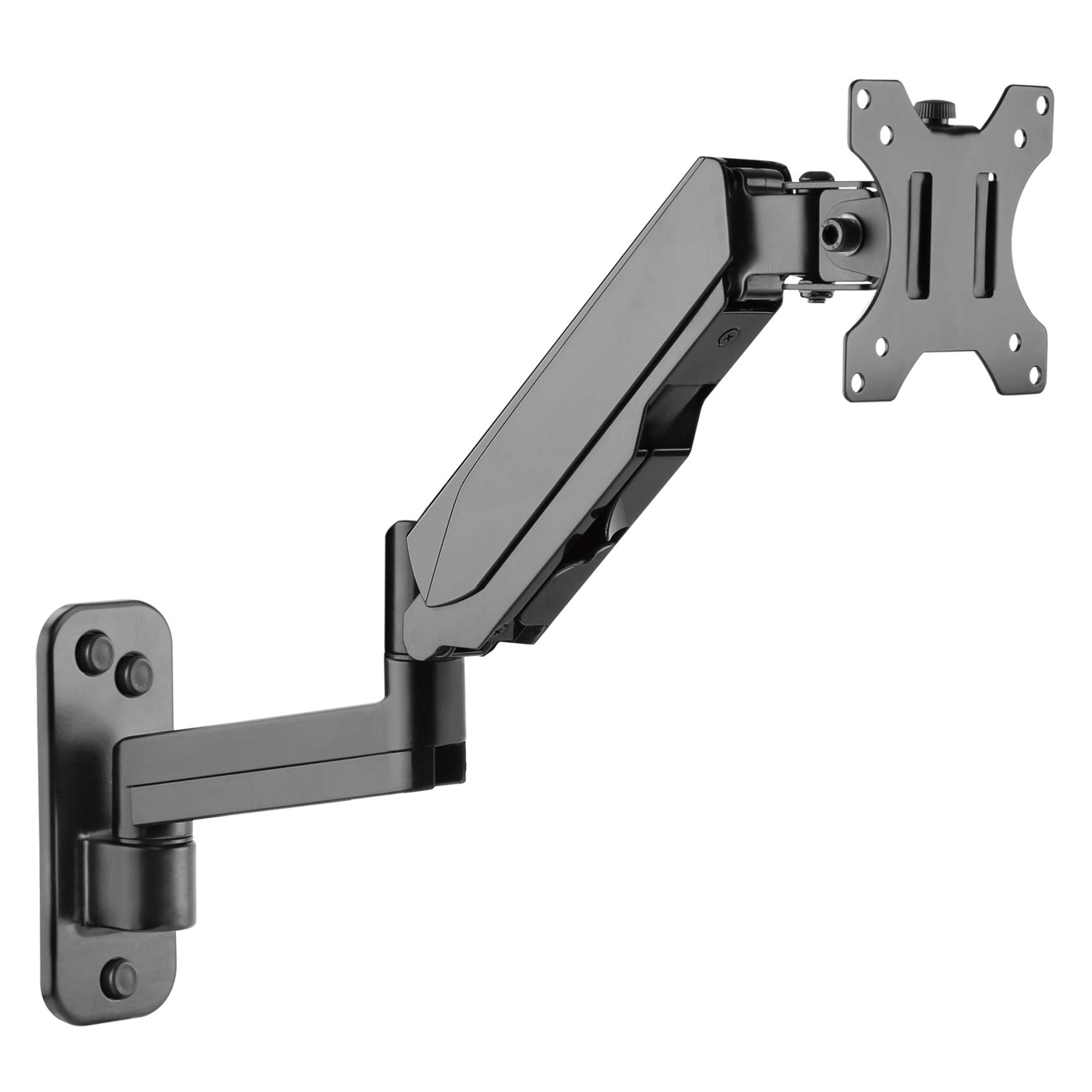 モニターアーム 壁掛け 液晶ディスプレイアーム 32インチまで 多関節 高さ調節 上下左右に角度調整可能 VESA 75x75 100x100 耐荷重1-8KG (ブラック) 10187