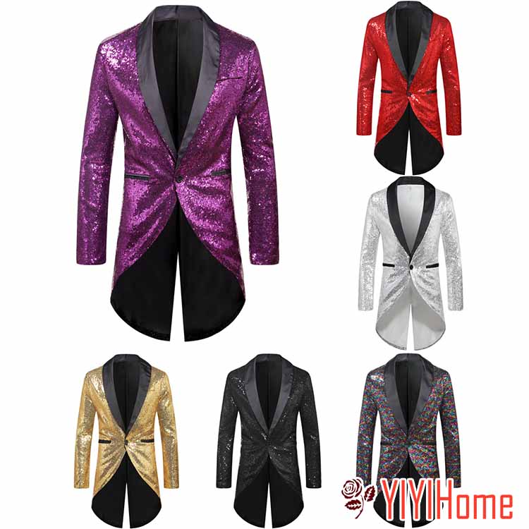 ステージ衣装 メンズ ジャケット スパンコール 男性 忘年会 新年会 発表会 ハロウィン コスプレ ダンス衣装 スパンコールジャケット ステージ衣装 舞台衣装 カラオケ衣装 ブラック ゴールド カラフ