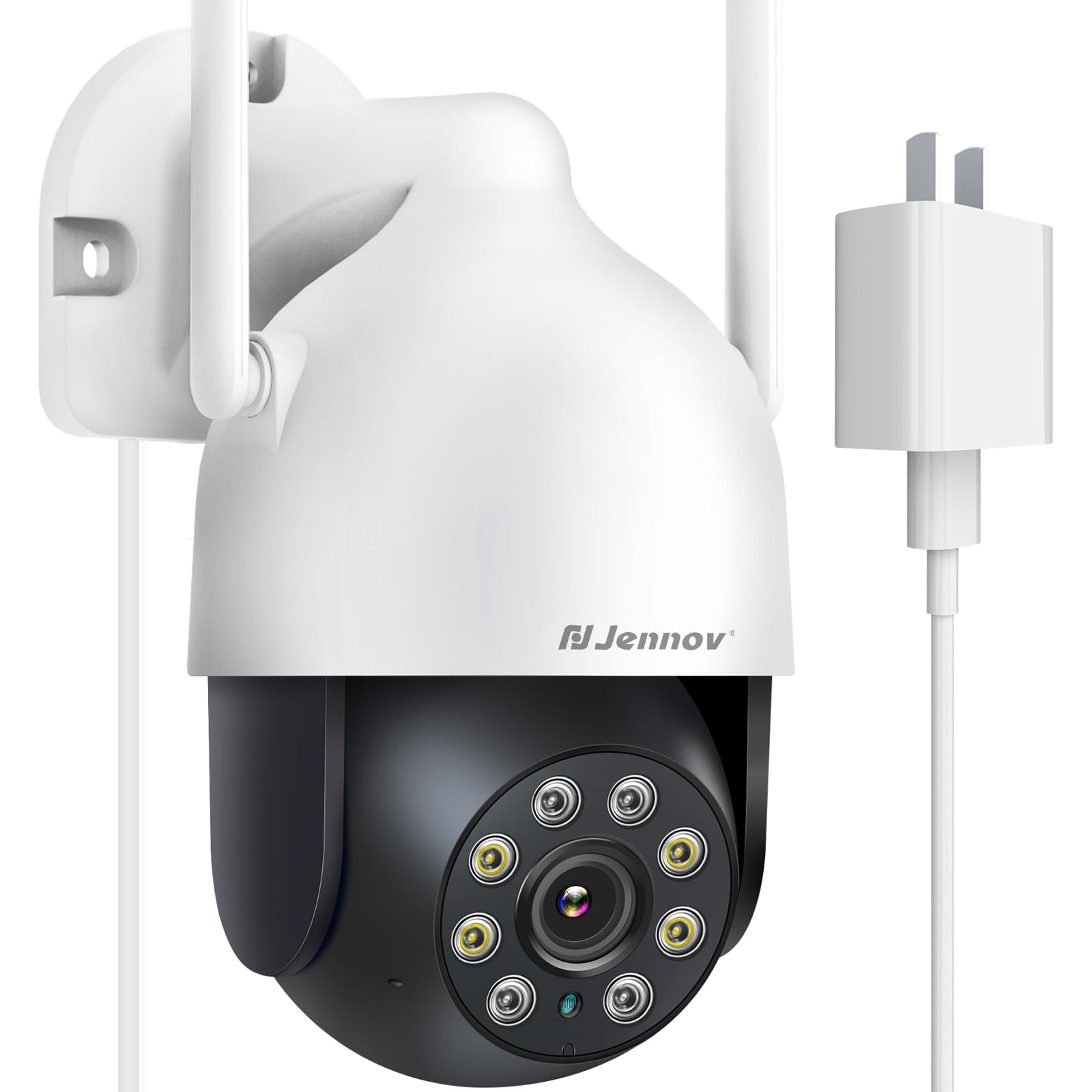 防犯カメラ 屋外 防水 wifi 自動追尾機能 JENNOV 家庭用 300万画素 24時間常時録画対応 Alexa対応 人感センサー 投光威嚇 カラー暗視撮影 パンチルト 360度広角撮影 2K 監