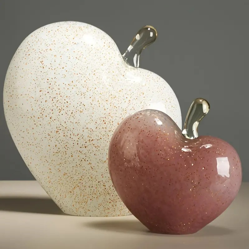 置物 オブジェ ガラス製 アップルオーナメント ホワイト レッド 林檎 高級ガラス テーブル 飾り インテリア ホームデコ リビング 玄関 4-7