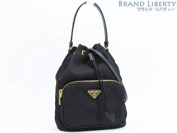 超美品プラダデュエットリナイロン2WAY巾着型ハンドバッグショルダーバッグポシェットポーチブラック 91,300円