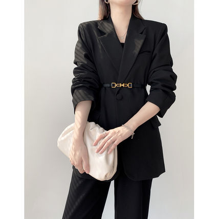 パンツ スーツ セットアップ パーティー ジャケット長袖 無地 ミディアム ロング パーティースタイル ホームパーティーアイテム オフィススタイル エレガントスタイル カジュアルスタイル