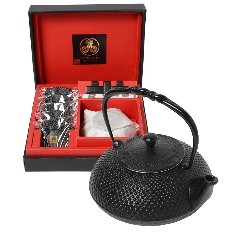 南部鉄器　宝生堂　急須ギフトセット　霰　黒　700201