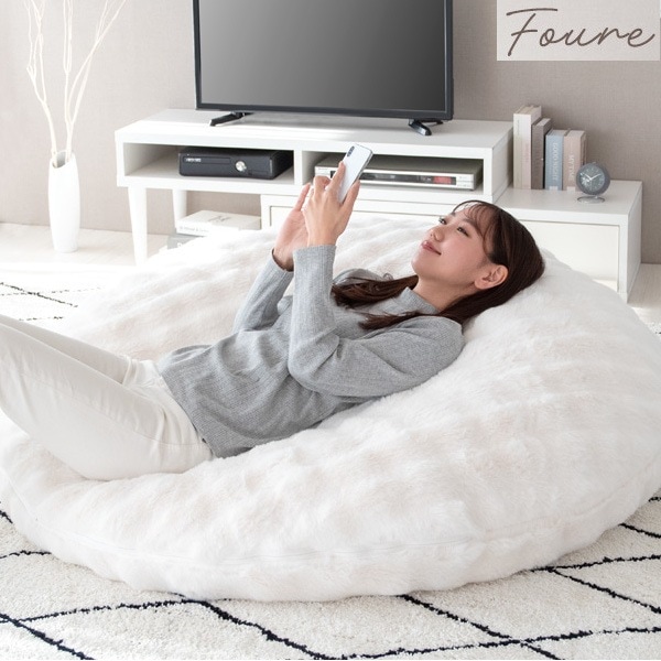 ふわとろ 大型 ビーズクッションソファ 洗えるカバー もこもこふわふわ 取っ手付き 直径130cm ビッグサイズ