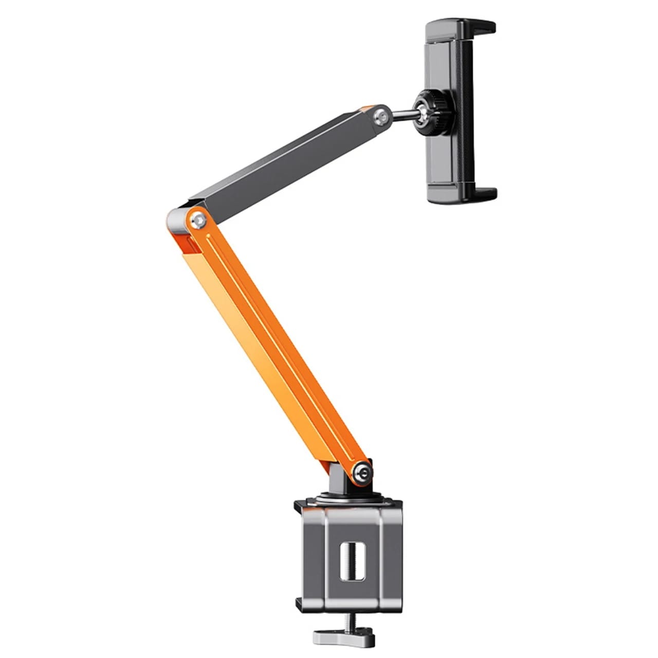 調節可能なアルミ製携帯電話デスクスタンド,タブレットホルダー,360度の長さアーム,3軸設計,マルチアングル