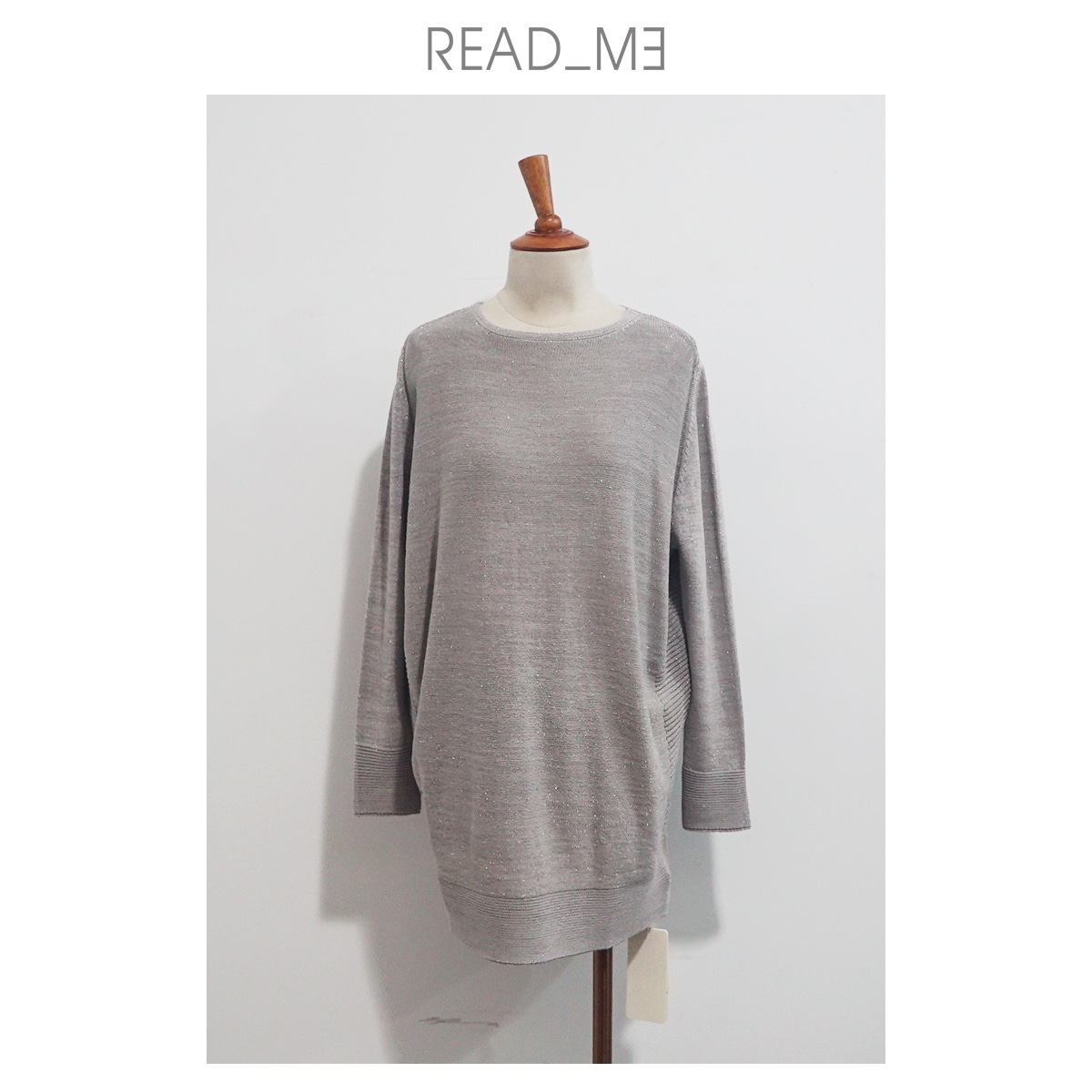 READ_ME淡灰色コットン混素材ナチュラルシャツトップスT20202140