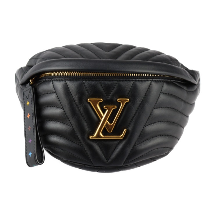超美品 LOUIS VUITTON ルイ ヴィトン ニューウェーブ バムバッグ ウエストバッグ M53750 スムースカーフレザー ブラック ゴールド ボディバッグ キルティング【本物保証】