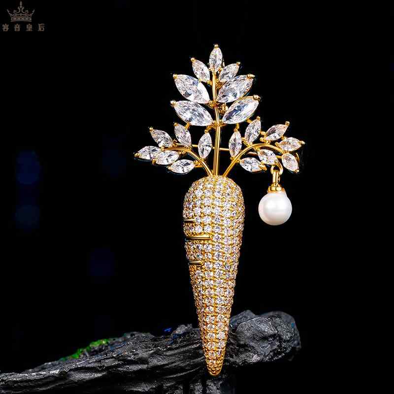 ブローチ ニンジン 秋冬 レディース アクセサリー おしゃれ セレモニー 個性 シンプル スイート かわいい キャロット ラインストーン パール ピン ギフト