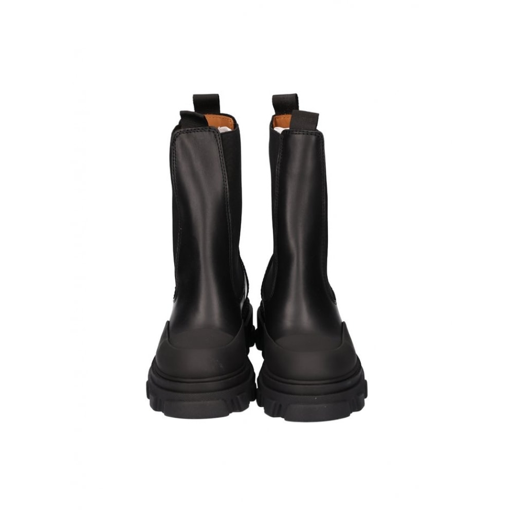 GANI 女性用ブラックミッドチェルシーアンクルブーツシューズ (S1915099)