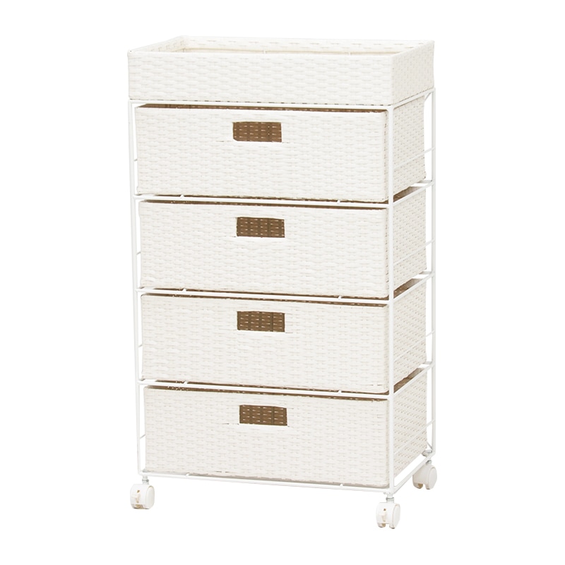 HAGIHARA(萩原) RAN-2412WH ランドリーチェスト(ホワイト・幅50.5×奥行30.5×高さ85cm) RAN2412WH