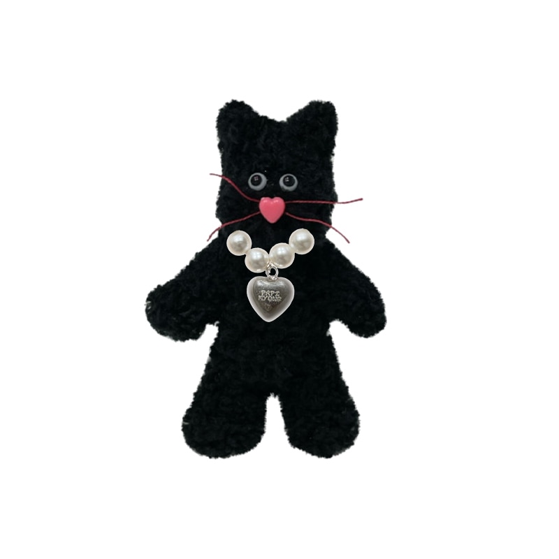 パピミョン papimyong キーホルダー 黒猫 ネコ サイズS / L モルぬいぐるみ キーリング