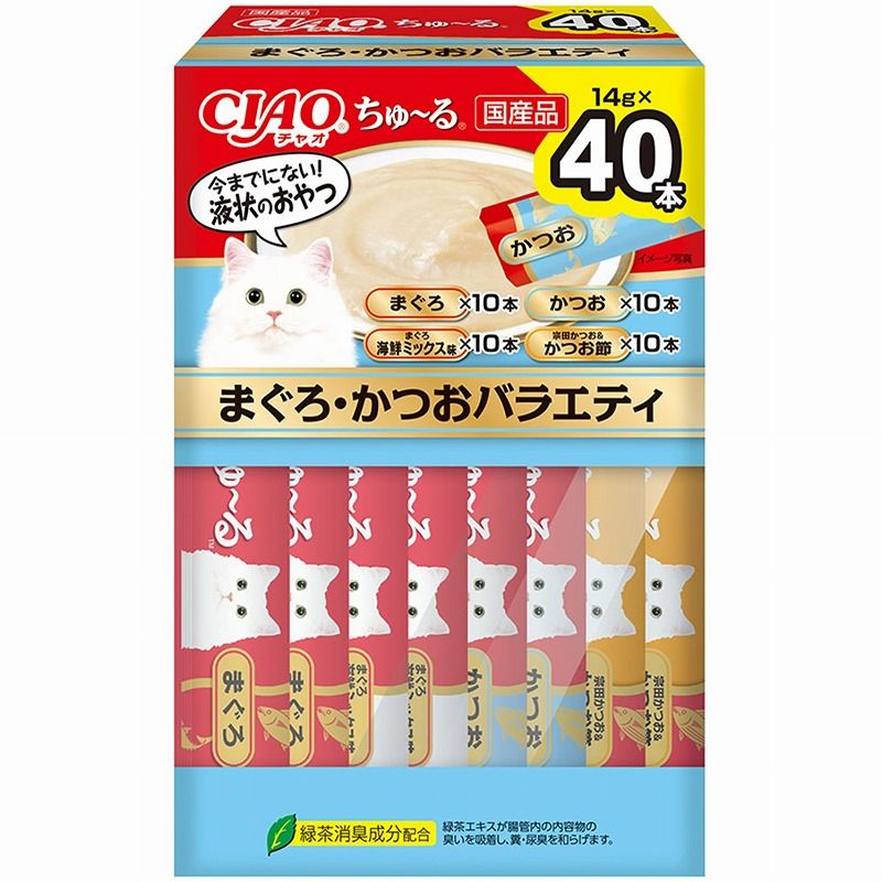 （まとめ買い）CIAO チャオ ちゅ～る まぐろ/かつおバラエティBOX 14gx40本入 猫用おやつ [x3]