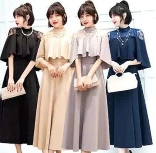 ドレス 結婚式 お呼ばれ パーディー ミモレ丈 パーティードレス レースドレス ワンピース おしゃ 5,546円