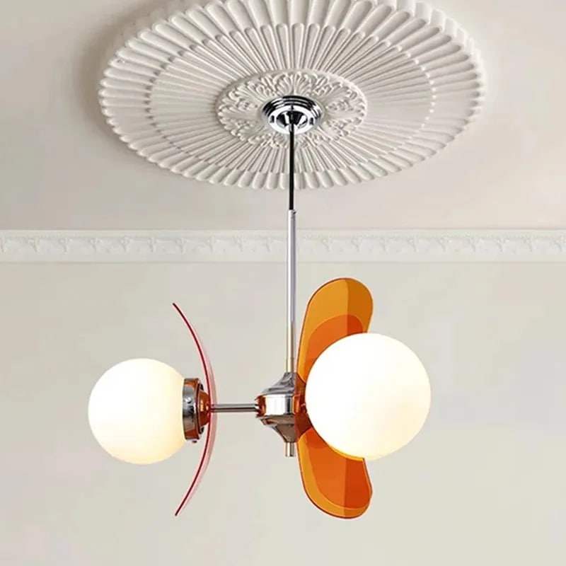 LEDアクリルガラスボールペンダントランプ レトロなバウハウス オレンジ色のランプ 寝室 ダイニングテーブル リビングルーム用のシャンデリア