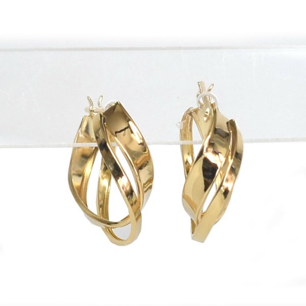 K18　変形2連フープピアス　ゴールドピアス　18金