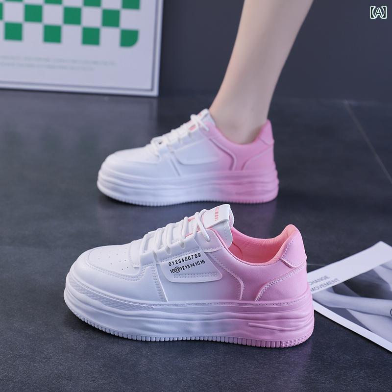 スポーツ シューズ レディース 白靴 夏 快適 おしゃれ グラデーション カジュアル スニーカー 厚底 軽量 スニーカー