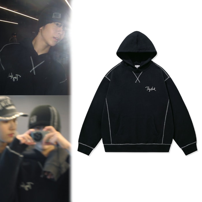 【NCT NEW TEAM RYO着用】TONYHAWK ステッチレイヤーフーディーブラック