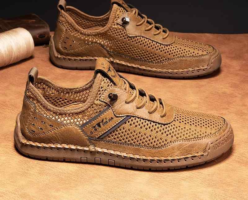 お急ぎくださいスニーカー メンズ 革 メッシュ かっこいい ビジネスシューズ 黒 茶色 韓国系 大人カジュアル レザースニーカー ブラック ブラウン 透け感 通気性 柔らかい 高級感 海外 セレブ 革