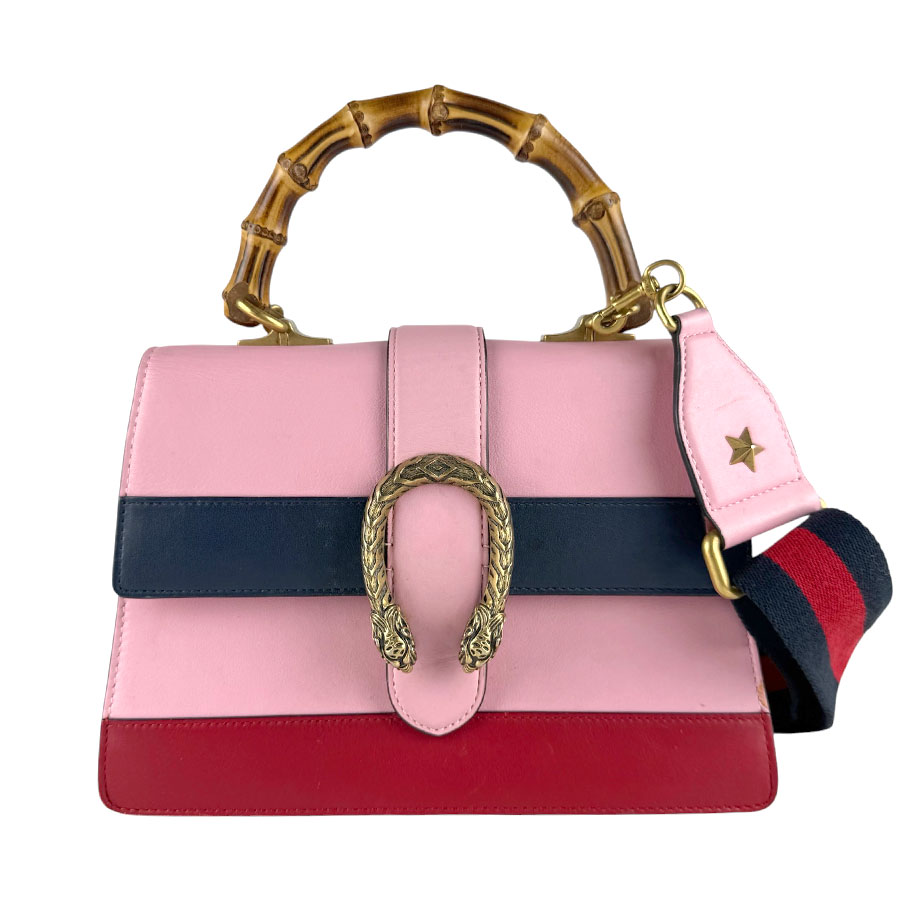 グッチ GUCCI ハンドバッグ ショルダーバッグ ディオニュソス バンブー レザー ピンク/ネイビー/レッド レディース 448075 z9482