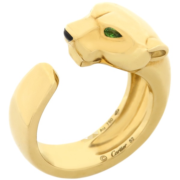 カルティエ Cartier リング 指輪 パンテール ドゥ カルティエ K18YG オニキス ツァボライトガーネット イエローゴールド #52(JP12) パンサー 750 18K 12号 B4085