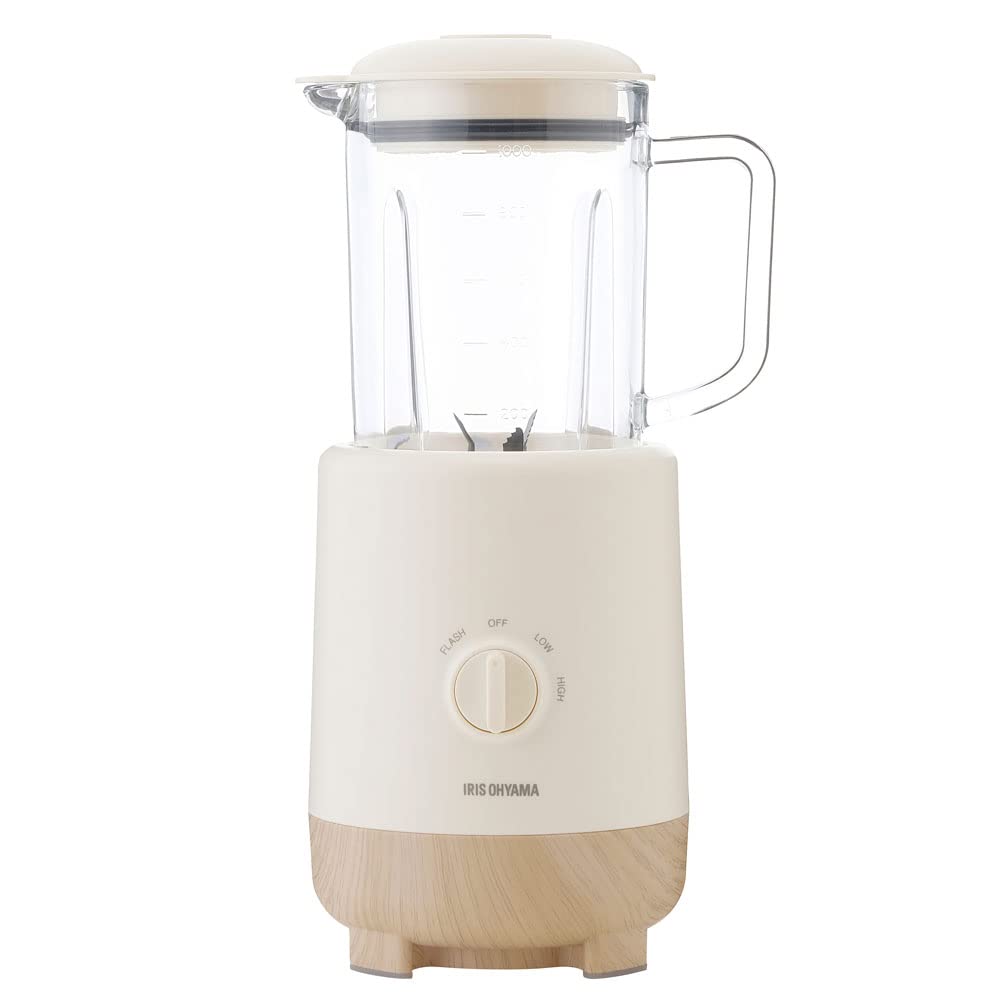 ミキサー 氷対応 果実 スムージー デザート ムース スープ 簡単料理 静音設計 ダイヤル調整 3段階 お手入れ簡単 ６枚刃 パワフル チタンコーティング 1000ml IJM-S101-C アイボリ