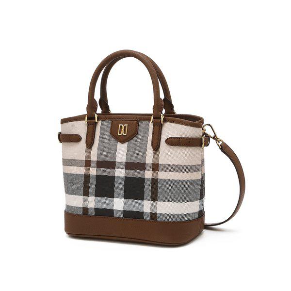 [26SS] [新商品BEST][TARTAN] タータンチェック ライトブラウン レザー トートバッグ DCBA6E716W2