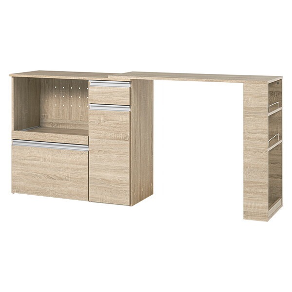 VKC-7155NAOS 伸縮キッチンカウンター(収納庫タイプ) ナチュラル メーカー直送