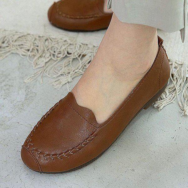 [シューズ] ラウンドステッチ 女性 レディース ローファー フラットシューズ パンプス 2cm/2color sjkc-ga01