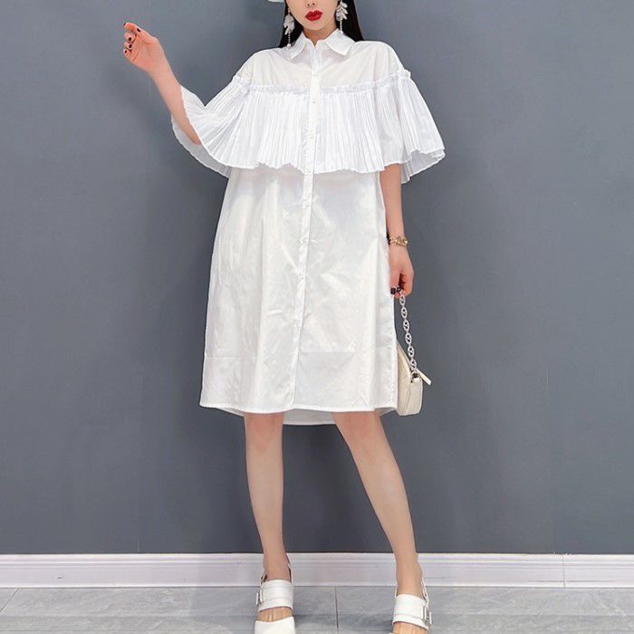 2024年 春夏 新作 2color プリーツ ケープ シフォン ワンピース